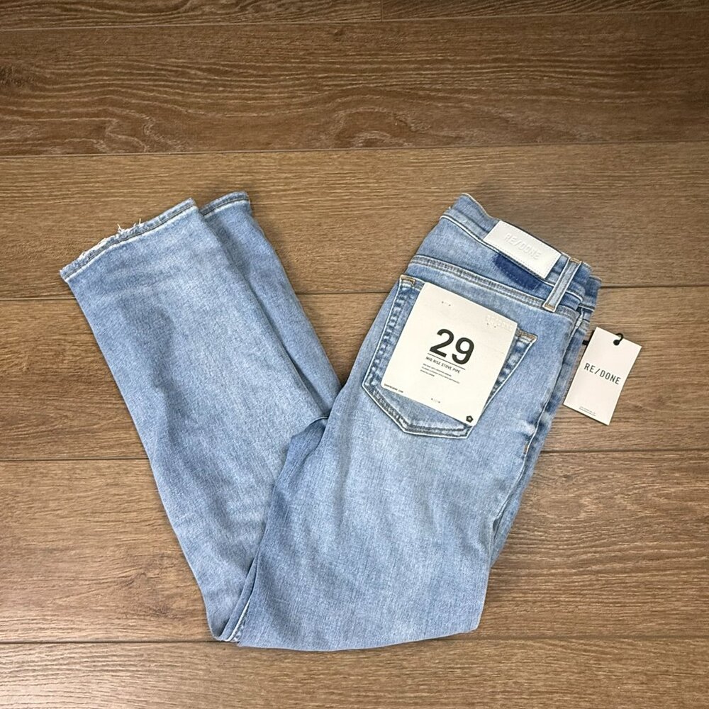 Re/Done Mid-Rise Stovepipe Women's Jeans Size 29 Hacienda NWT Designer Denim - Picture 2 of 16